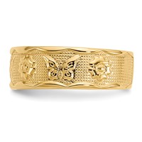 14K Yellow Gold Flower and Butterfly Toe Ring view 4