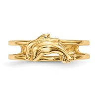 14K Yellow Gold Two Dolphins Toe Ring view 3