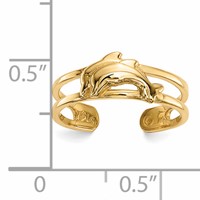 14K Yellow Gold Two Dolphins Toe Ring view 4