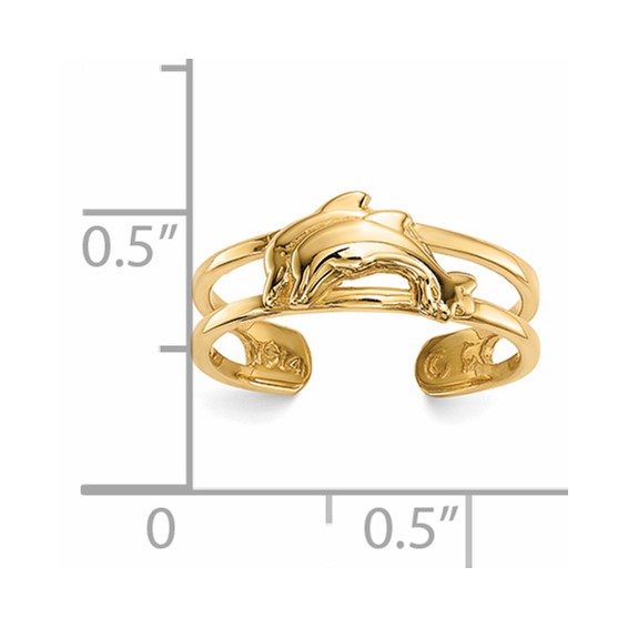 14k Two Dolphins Toe Ring