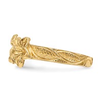 14K Yellow Gold Polished Flowers Toe Ring view 2