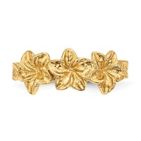 14K Yellow Gold Polished Flowers Toe Ring view 3