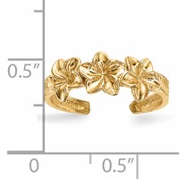 14K Yellow Gold Polished Flowers Toe Ring view 4