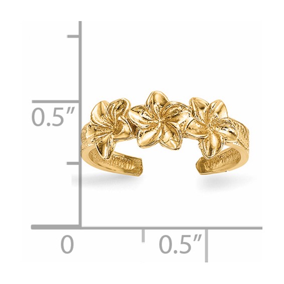 14k Polished Flowers Toe Ring