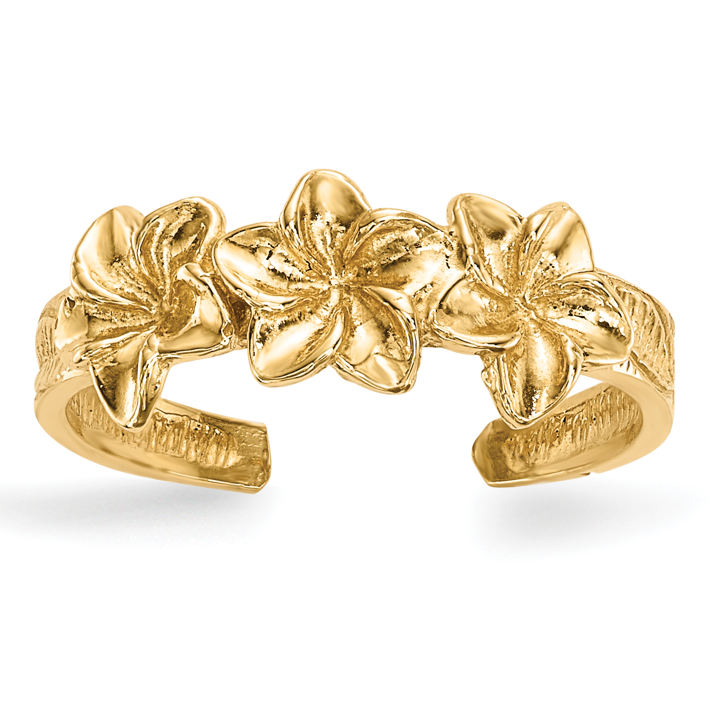 14k Polished Flowers Toe Ring (R570)