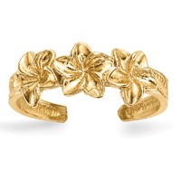 14K Yellow Gold Polished Flowers Toe Ring view 1