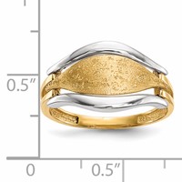 14K Two-tone Polished and Textured Curve Ring view 2