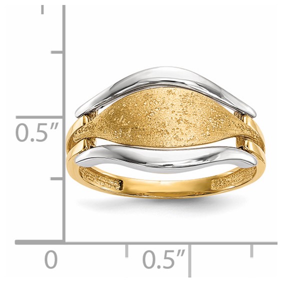 14k Two-tone Polished and Textured Curve Ring