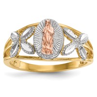 14K Two-tone Ring with White Rhodium Polished Our Lady of Guadalupe view 1