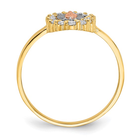 14k Two-tone with White Rhodium CZ Our Lady of Guadalupe Ring