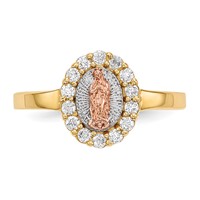 14K Two-tone Ring with White Rhodium CZ Our Lady of Guadalupe view 4