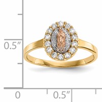 14K Two-tone Ring with White Rhodium CZ Our Lady of Guadalupe view 5