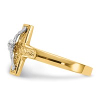 14K Two-tone Polished Crucifix Ring view 3