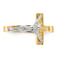 14K Two-tone Polished Crucifix Ring view 4
