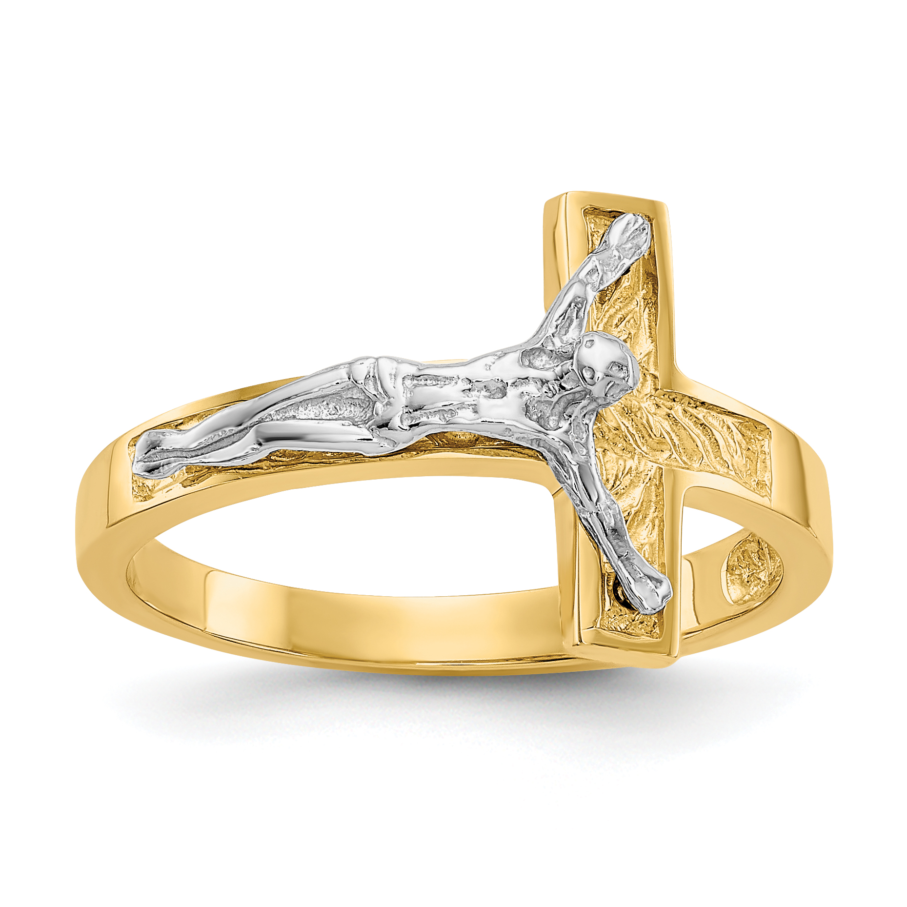 14k Two-tone Polished Crucifix Ring (R581)
