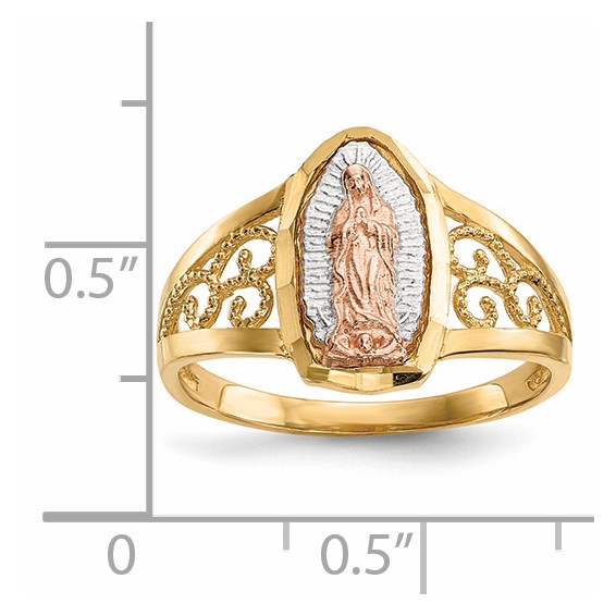 14k Two-tone with White Rhodium Our Lady of Guadalupe Ring