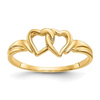 14K Yellow Gold Two Intertwined Hearts Ring view 1