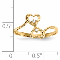 14K Yellow Gold CZ Double Heart Ring view 4
