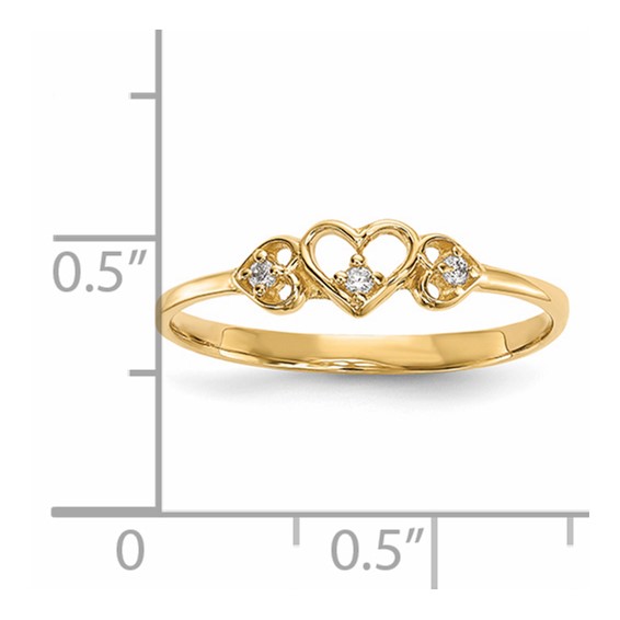14k CZ 3-Hearts Ring