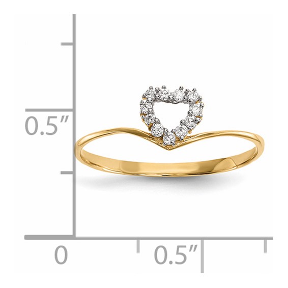 14k CZ Heart Ring