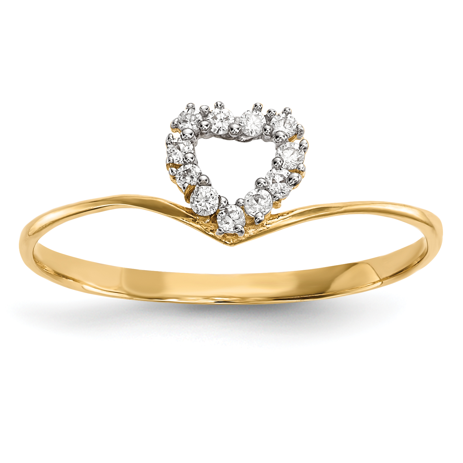14k CZ Heart Ring (R592)
