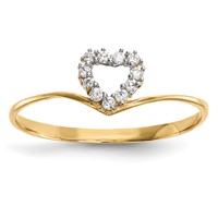 14K Yellow Gold CZ Heart Ring view 1