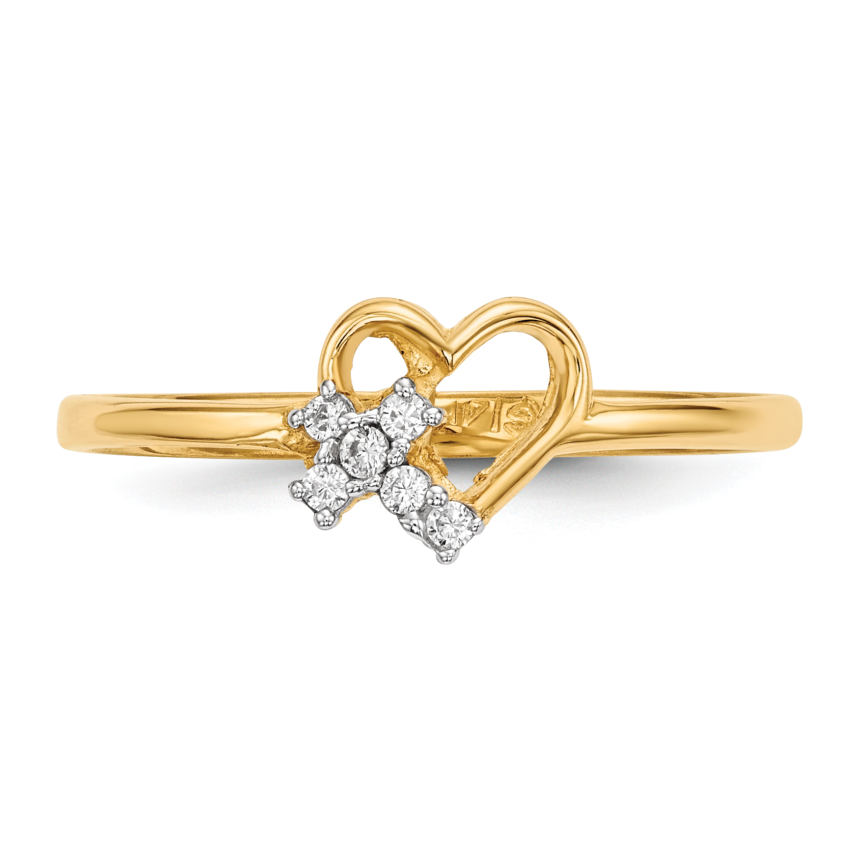 14k Herz mit CZ Kreuz Ring R593 - Bild 3 von 5