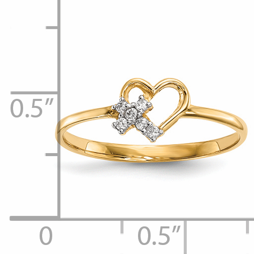 14k Herz mit CZ Kreuz Ring R593 - Bild 4 von 5