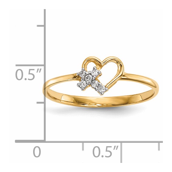 14k Heart with CZ Cross Ring