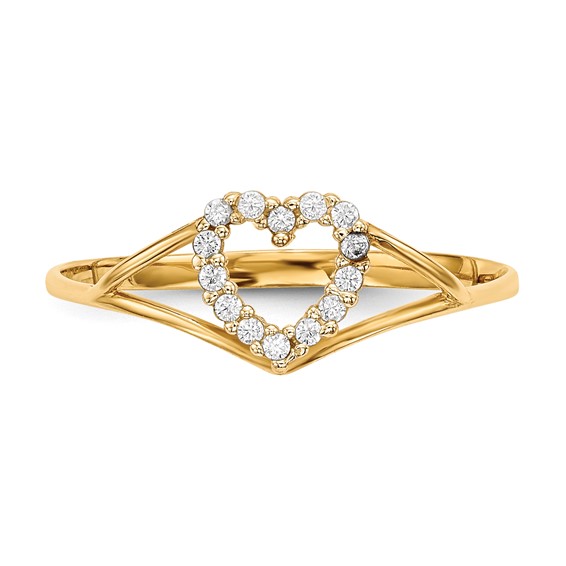 14k CZ Heart Ring