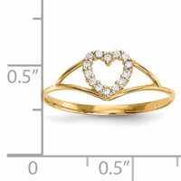 14K Yellow Gold CZ Heart Ring view 4