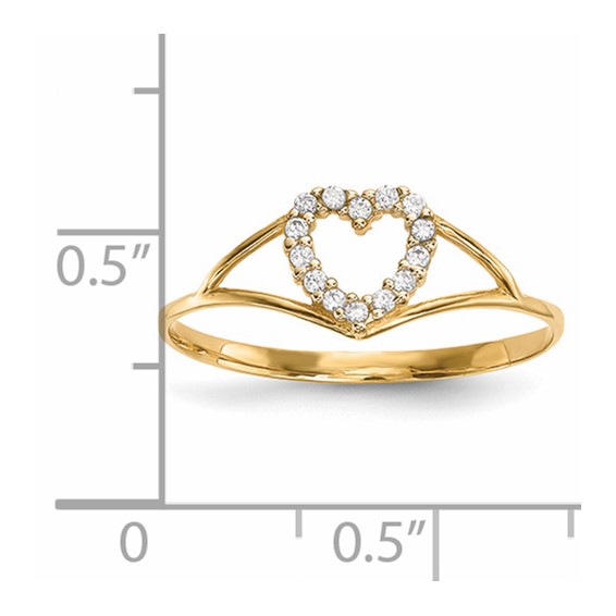14k CZ Heart Ring