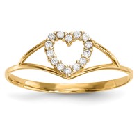 14K Yellow Gold CZ Heart Ring view 1