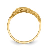 14K Yellow Gold Polished and Satin Diamond-cut Dolphin Starfish Shell Sand Dollar Ring view 2