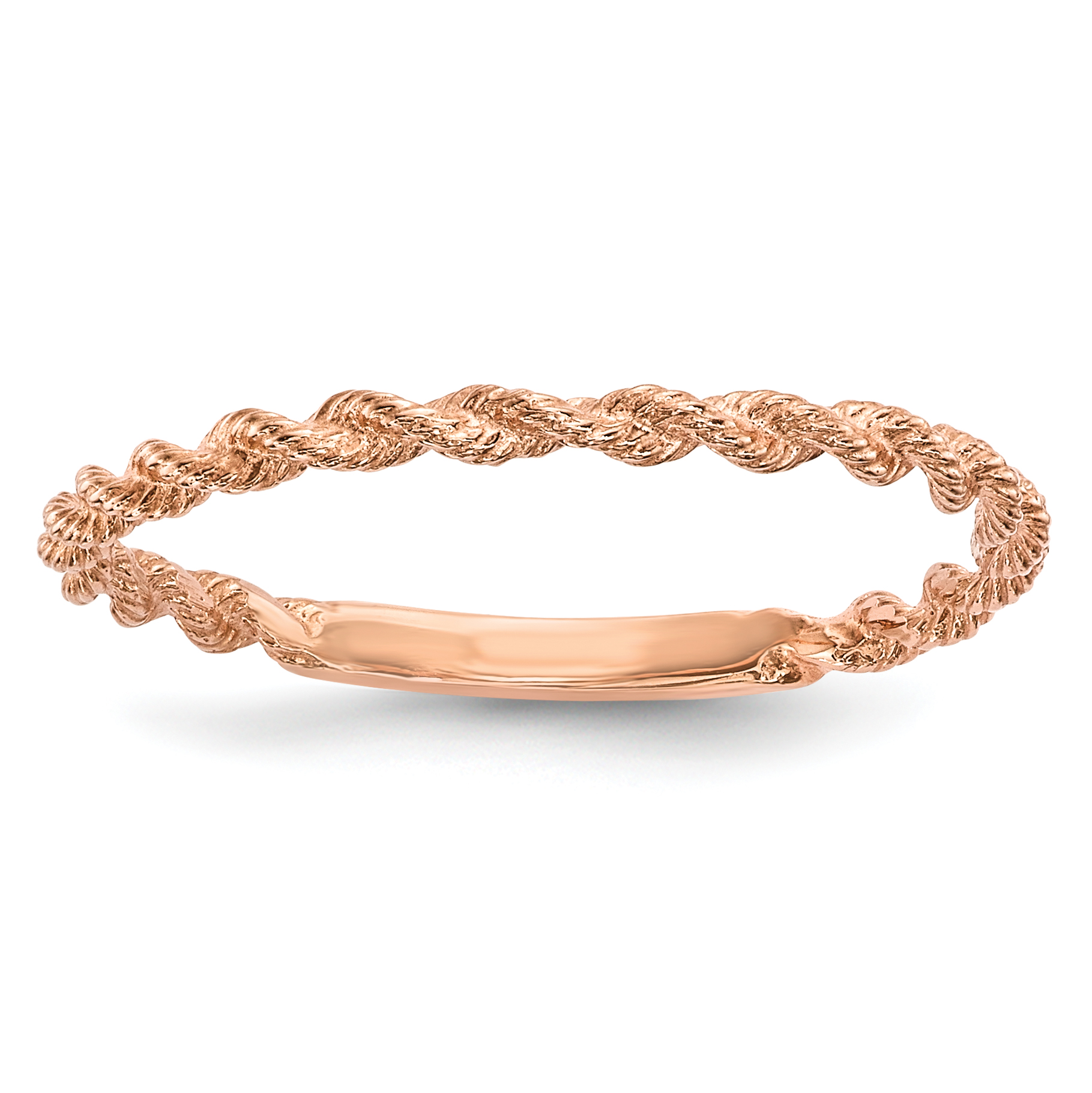 14k Rose Gold Polished Twisted Rope Ring (R605)