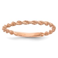 14K Rose Gold Polished Twisted Rope Ring view 1
