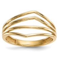 14K Yellow Gold Polished Curved 4-Bar Ring view 1