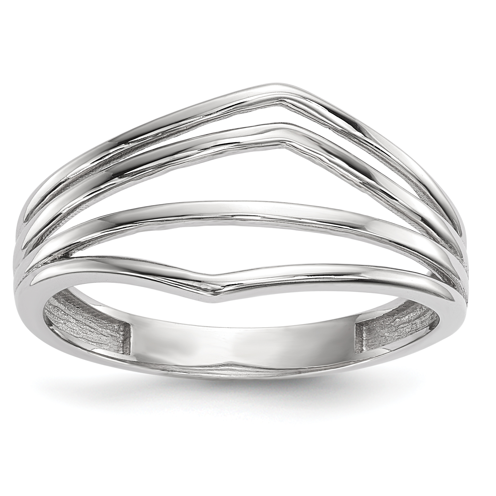 14k White Gold Polished 4-Bar Ring (R608)
