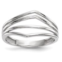 14K White Gold Polished Curved 4-Bar Ring view 1