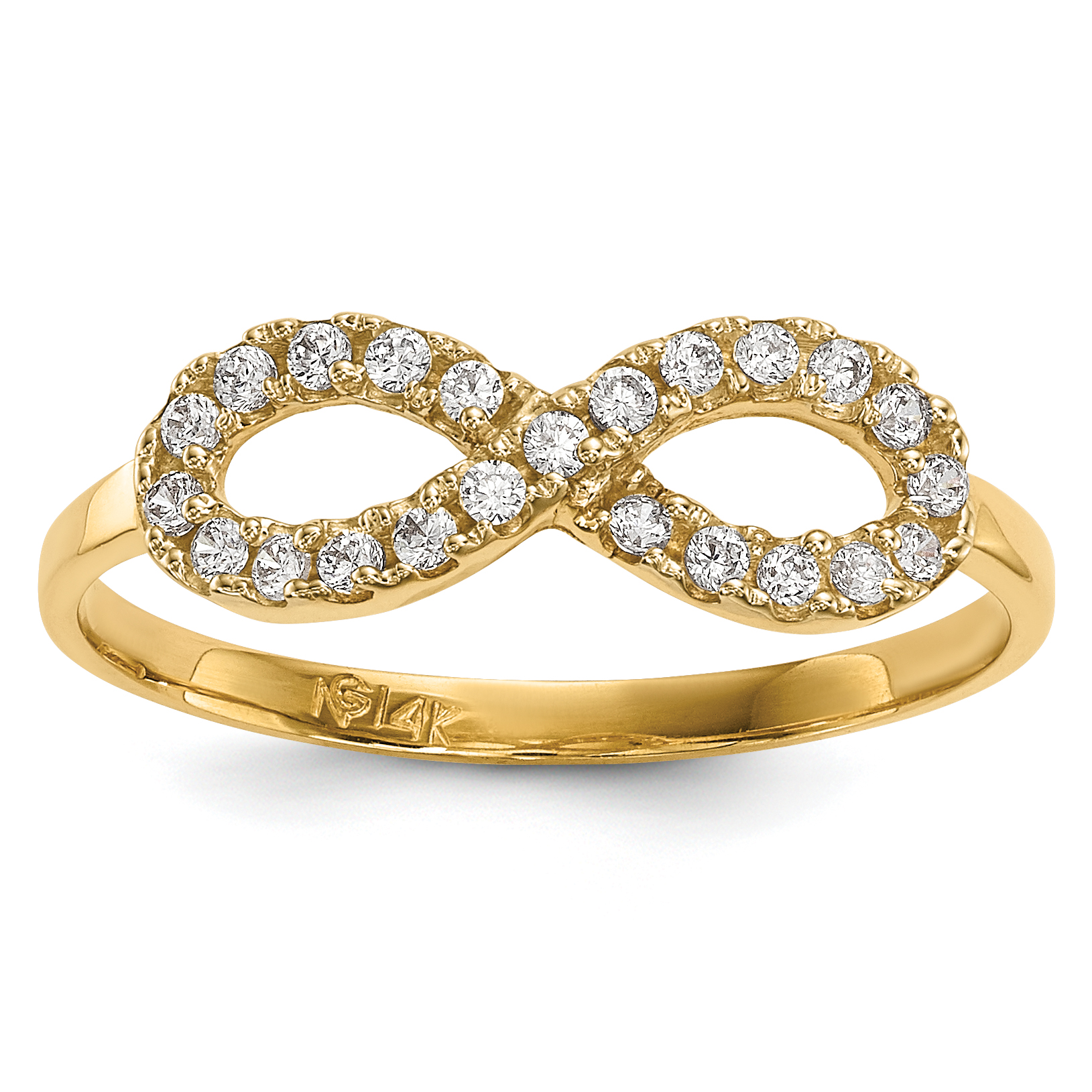 14k CZ Infinity Symbol Ring (R610)