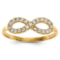 14K Yellow Gold CZ Infinity Symbol Ring view 1