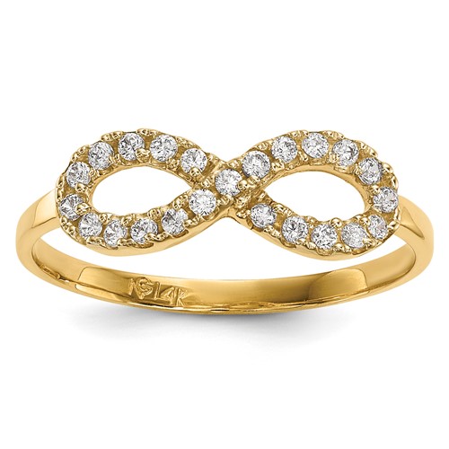 14K Yellow Gold CZ Infinity Symbol Ring