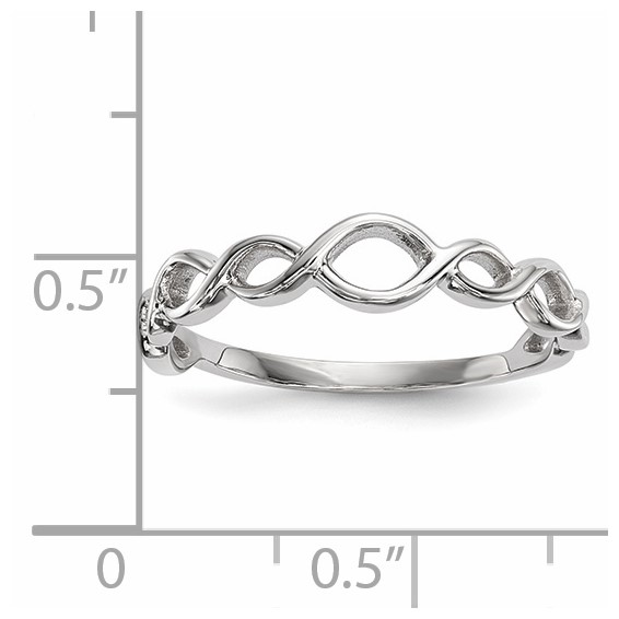 14k White Gold Polished Twisted Loops Ring