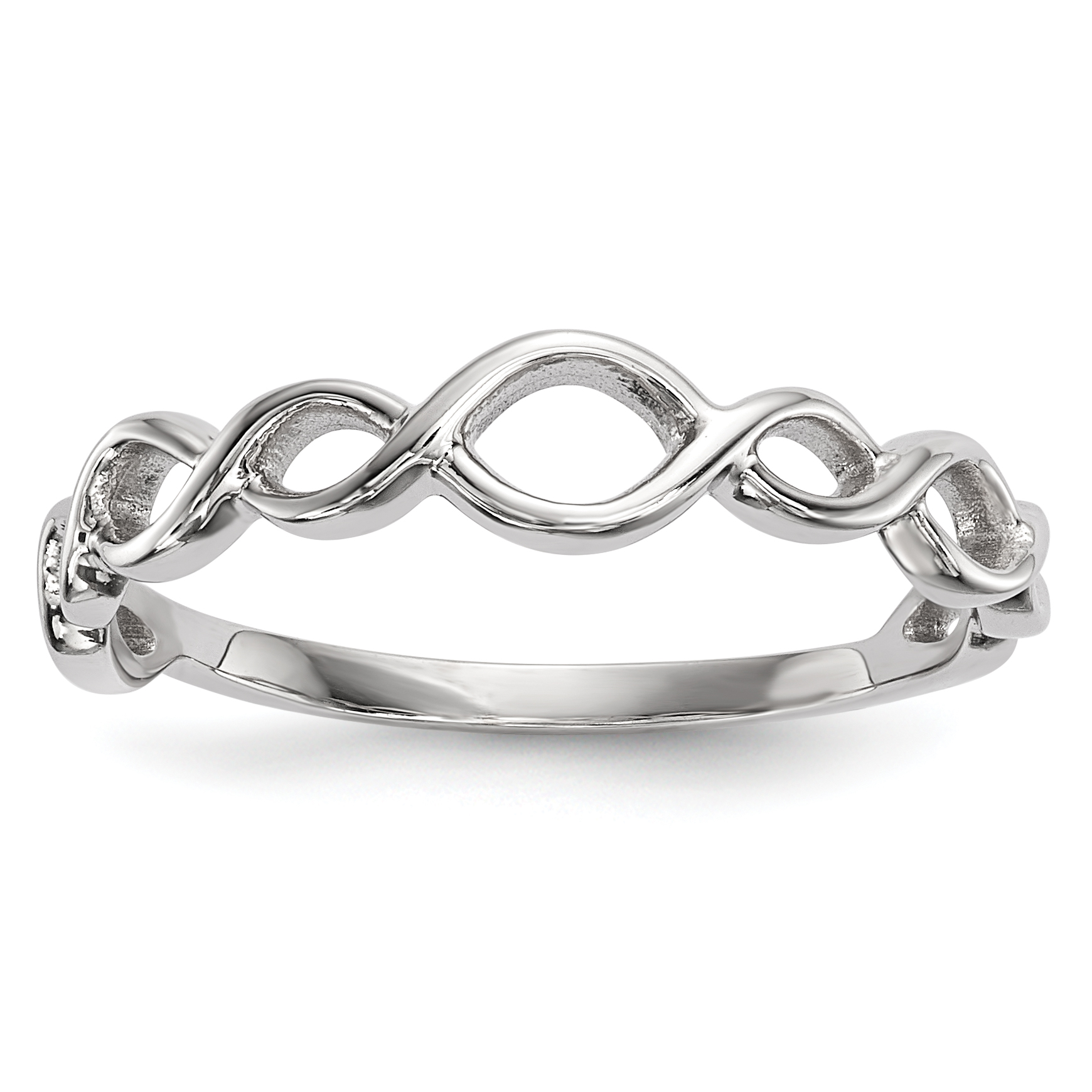 14k White Gold Polished Twisted Loops Ring (R613)