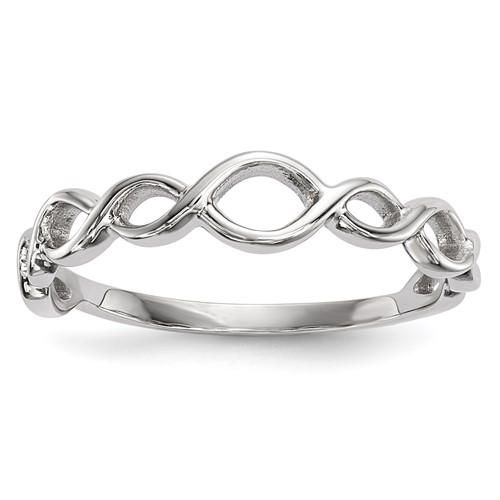 14K White Gold Polished Twisted Loops Ring