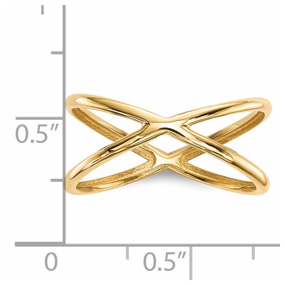 14k Polished Double Crisscross Ring