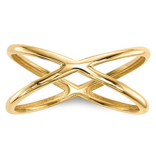 14K Yellow Gold Polished Double Crisscross Ring