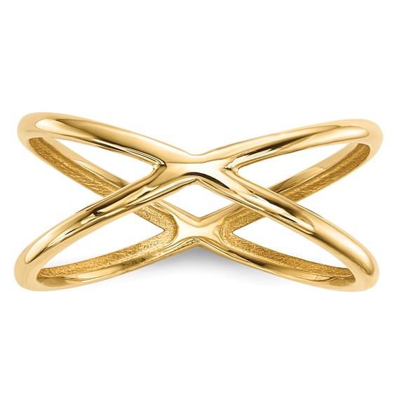 14k Polished Double Crisscross Ring