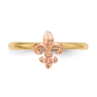 14K Two-tone Polished Fleur De Lis Ring view 3