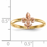 14K Two-tone Polished Fleur De Lis Ring view 4